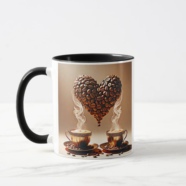 Romantic Heart-Shaped Handle Mugg - Perfekt Gift f (Vänster)