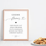 Romantic Heart-skript Cookie Flavors Bröllop-tecke Poster<br><div class="desc">Uppmuntra dina gäster att prova några utsökta cookies med den här eleganten,  med romantiska hjärtskript och redigerbar text. Anpassa den enkelt genom att klicka på alternativet "anpassa".</div>