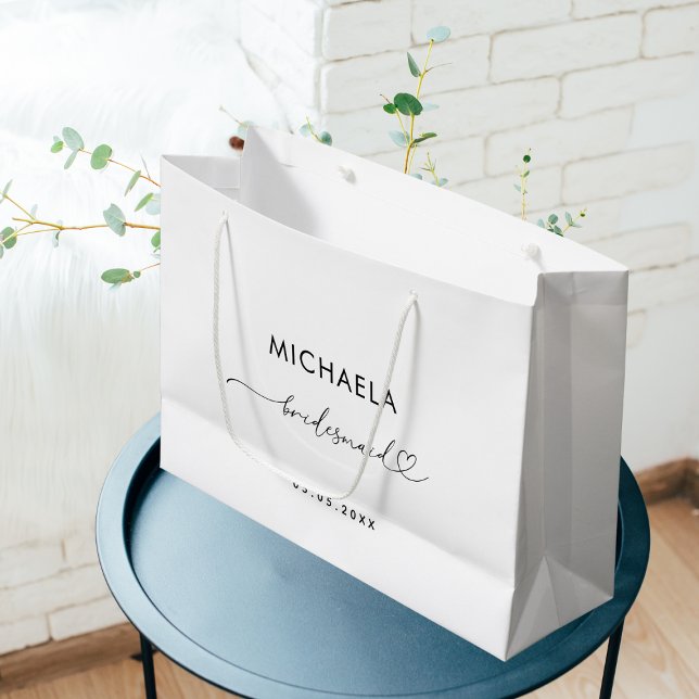 Romantic Heart-skript Vit minimalistisk Bridesmaid (Skapare uppladdad)