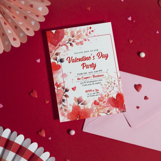 Romantic Hearts | Alla hjärtans dag Party Inbjudningar (Skapare uppladdad)