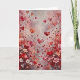 Romantic Hearts and Flowers Valentine Kort