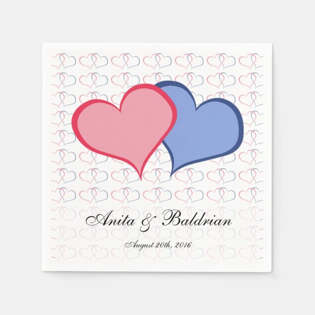 Romantic Hearts Graphics Hon Rosa Blue Pappersservett (Framsidan)