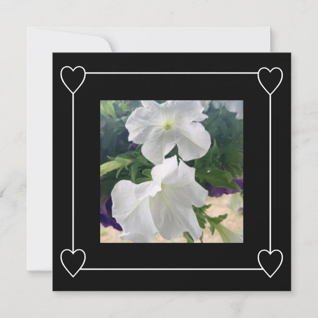 Romantic Hearts Modern Black Simple Bröllop Photo Spara Datumet (Framsida)