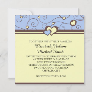 Romantic Hearts Swirls Blue Wedding bjudande in Inbjudningar