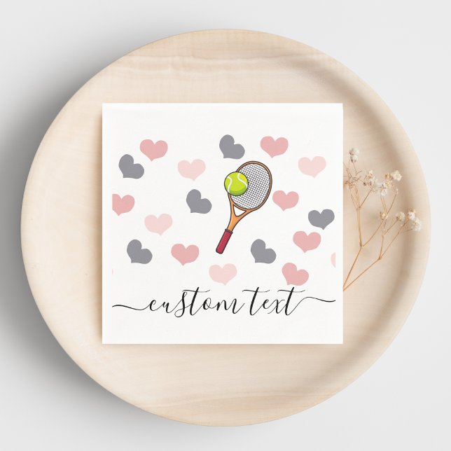 Romantic Hearts & Tennis Racket Kids Party Cute Pappersservett (Skapare uppladdad)
