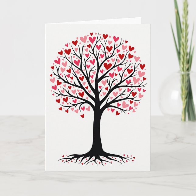 Romantic Hearts Tree Card Kort (Framsida)