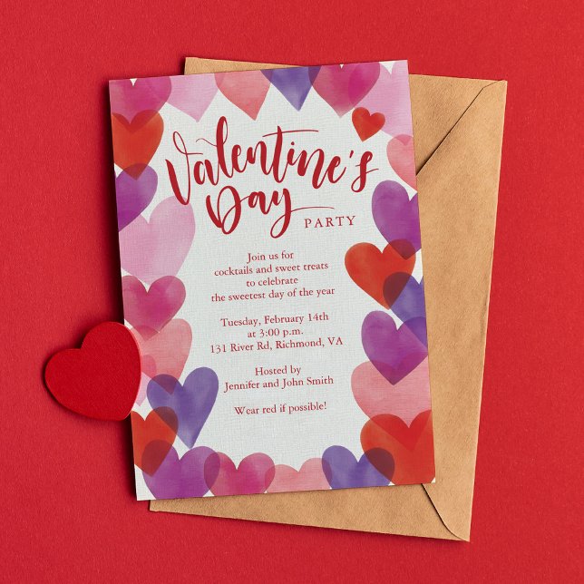 Romantic Hearts Valentines day Party Inbjudningar (Skapare uppladdad)