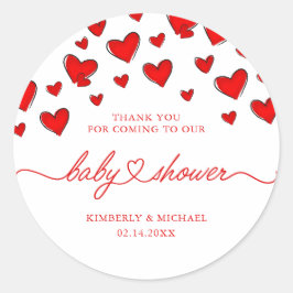 Romantic Hearts Valentiness Baby Shower Tack Runt Klistermärke