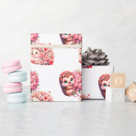 Romantic Hedgehog Valentine's Day Wrapping Paper,  Presentpapper