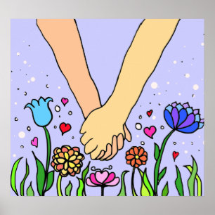 Romantic Holding Händer - dags-/årsdag- gåva Poster