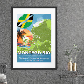 Romantic Honeymoon Montego Bay Jamaica Karta Poster