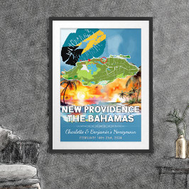 Romantic Honeymoon New Providence Bahamas Karta Poster