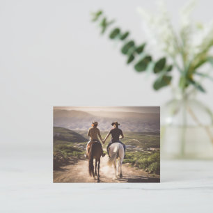 Romantic Horse Riders Holding Händer målat Anteckningskort