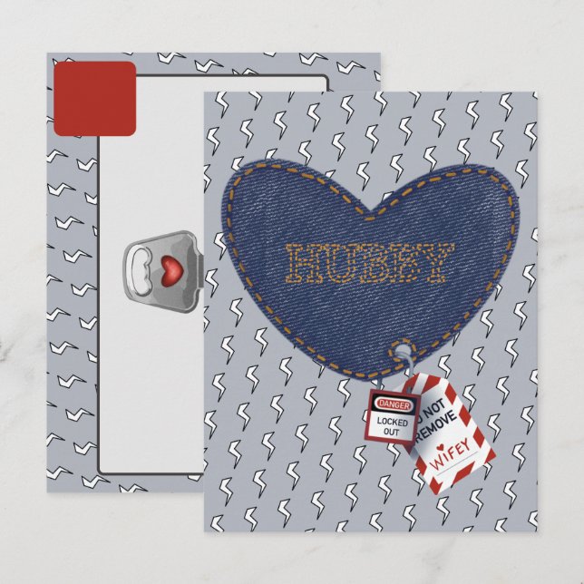 Romantic Hubby Wifey Electrical Lock Märkre Heart Vykort (Fram/baksida)