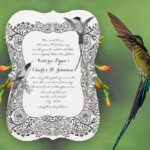 Romantic Hummingbird Black and White Mönster