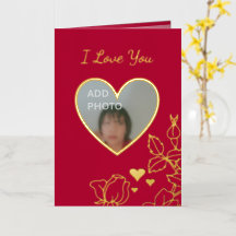 Romantic I Kärlek Hearts-Blommigt-fotokort