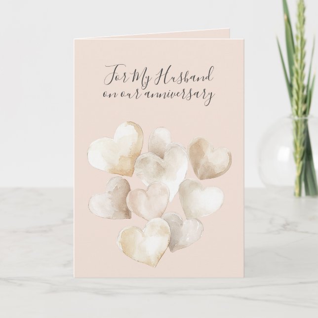 Romantic I Love You Anniversary Peach Cream Hearts Kort (Framsida)