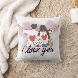 Romantic “I Love You” Couple Throw Pillow Kudde