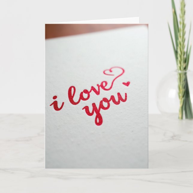 Romantic I Love You Script Glitter Card Kort (Framsida)