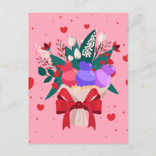 Romantic Ice Cream Bouquet Cute Flowers Hearts Helg Vykort