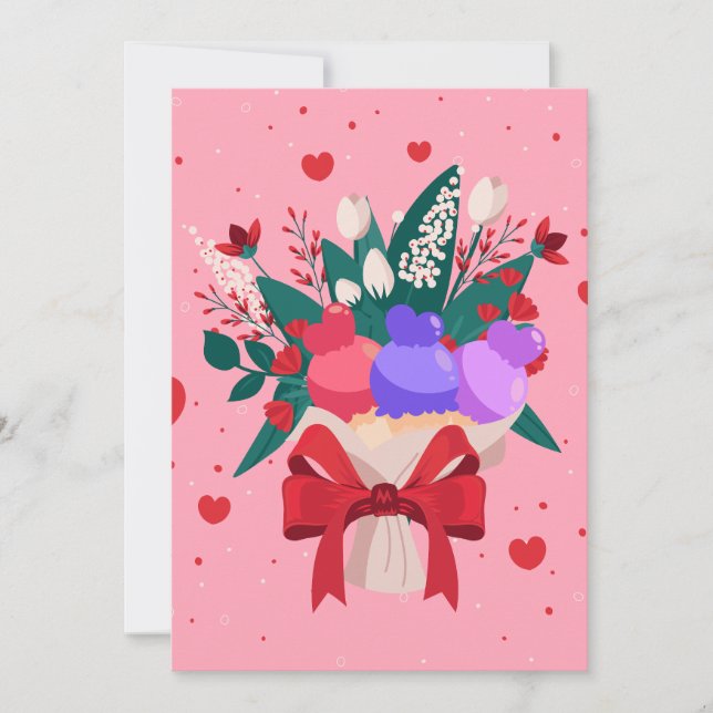Romantic Ice Cream Bouquet Cute Flowers Hearts Meddelande (Framsida)
