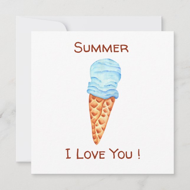 Romantic Ice Cream I Kärlek Du vykort (Framsida)