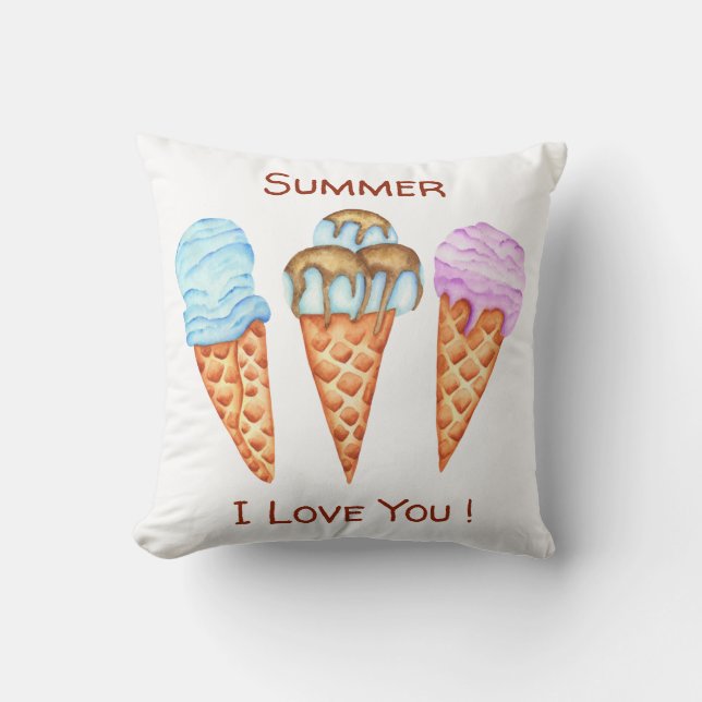 Romantic Ice Cream I Kärlek You Dekorativ kudde (Framsida)