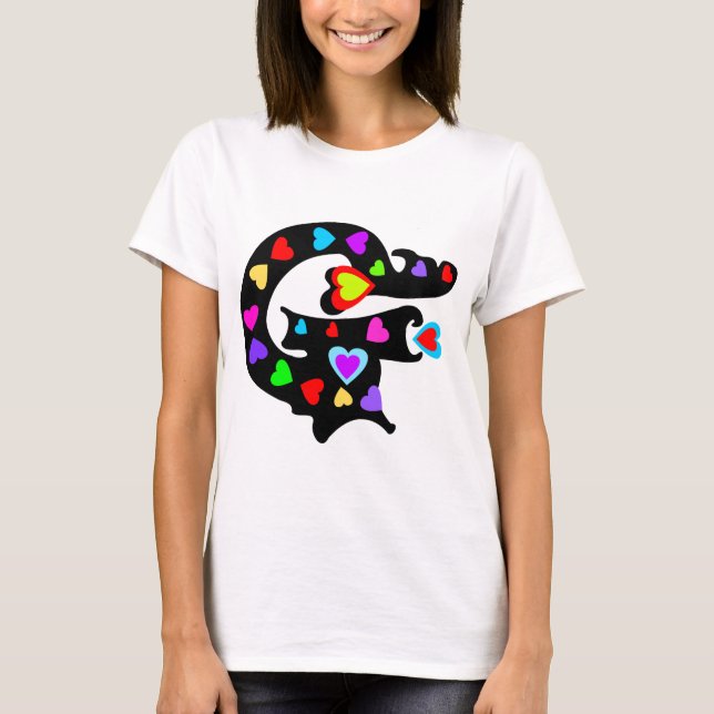 ╚" ★ Romantic Initial ’G’ Women's Crew Nacke T ™ ╝ Shirt (Framsida)