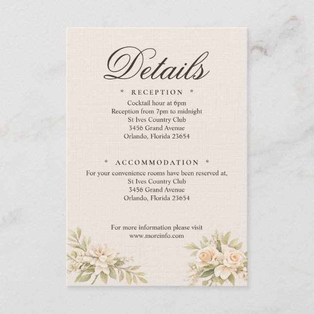 Romantic Italian Tusca Details Card Tilläggskort (Framsida)