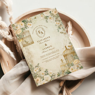 Romantic Ivory Blommigt Garden Party Inbjudningar