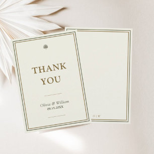 Romantic Ivory & Guld Monogram Bröllop Tack Kort