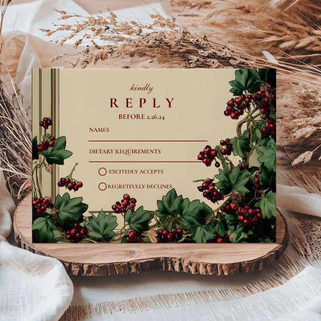 Romantic Ivy och Berry Bröllop OSA Kort (Skapare uppladdad)