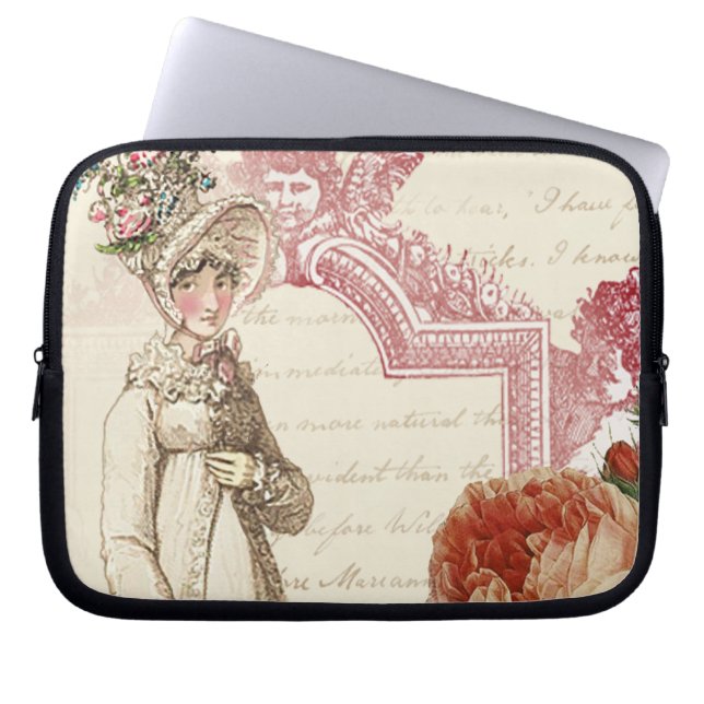Romantic Jane Austen feminine delikat rosa Laptop Sleeve (Framsidan)