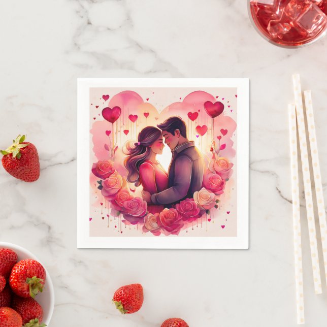 Romantic Kärlek Blommar Pappersservett (Insitu)