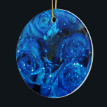 Romantic Kärlek Blue Glitter Glamor Ro Julgransprydnad Keramik<br><div class="desc">Romantic Kärlek Blue Glitter Glamor Ro</div>
