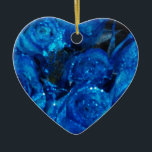 Romantic Kärlek Blue Glitter Glamor Ro Julgransprydnad Keramik<br><div class="desc">Romantic Kärlek Blue Glitter Glamor Ro</div>