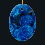 Romantic Kärlek Blue Glitter Glamor Ro Julgransprydnad Keramik<br><div class="desc">Romantic Kärlek Blue Glitter Glamor Ro</div>
