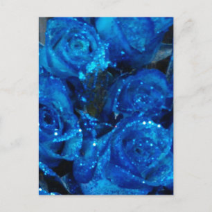 Romantic Kärlek Blue Glitter Glamor Ro Vykort