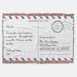 Romantic Kärlek Brev Postcard Valentindagen Filt