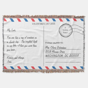 Romantic Kärlek Brev Postcard Valentindagen Filt