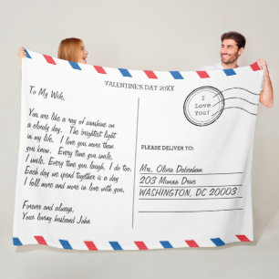Romantic Kärlek Brev Postcard Valentindagen Fleecefilt
