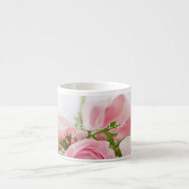 Romantic Kärlek Espresso Mugg Rosa Flower Bouquet Espressomugg