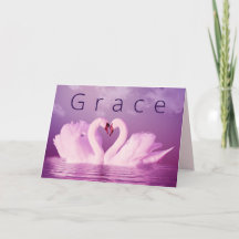Romantic Kärlek Grace Svanar Lila Rosa Personlig