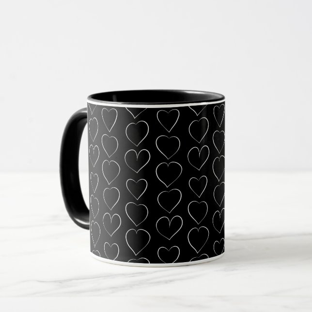 ROMANTIC KÄRLEK HEART BLACK MUGG (Framsida vänster)