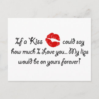 Romantic Kärlek Kiss Quote Kissing Romantik-citat Vykort