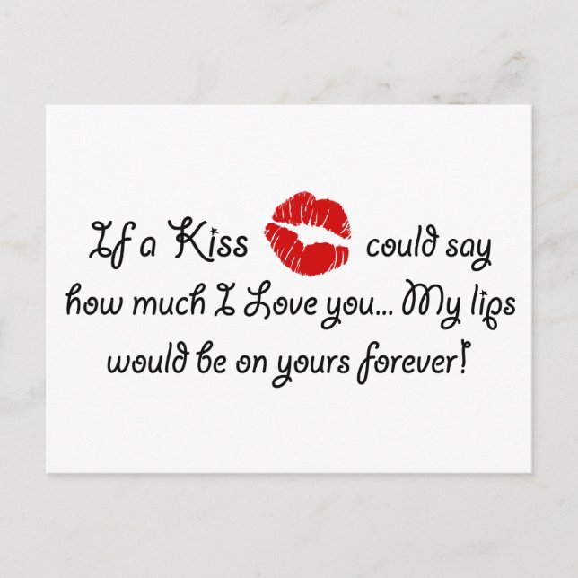 Romantic Kärlek Kiss Quote Kissing Romantik-citat Vykort (Framsida)