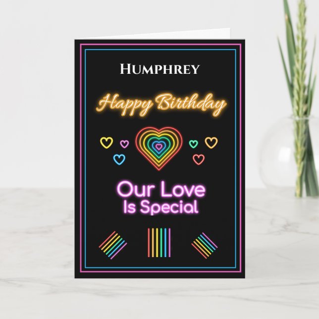 Romantic Kärlek LGBT Rainbow Birthday Personalize Kort (Framsida)