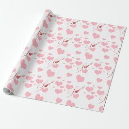 Romantic Kärlek och Hearts Mönster Wrapping Papper Presentpapper