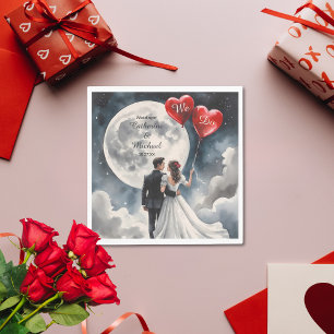 Romantic Kärlek på Cloud Nine Fairytale Bröllop Pappersservett