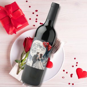 Romantic Kärlek på Cloud Nine Fairytale Bröllop Vinflaska Etikett